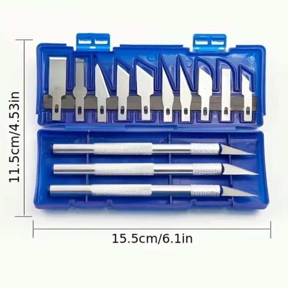 Precision Cutting Knife Set Hand Tools Art Hobby Craft Non Slip 13 Pieces - Picture 8 of 16